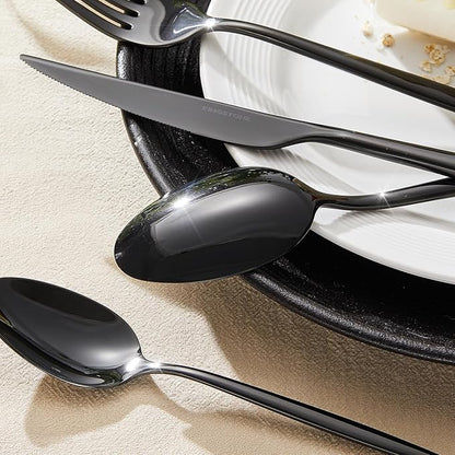 18/10 Silverware Set for 8, 40 Piece Black Stainless Steel Flatware Cutlery |