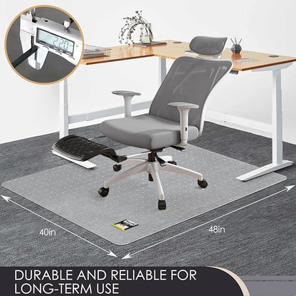 Kuyal Office Chair Mat for Carpet, Set of 2, 40x48 Clear Heavy Duty Computer Chair Mat, Under Desk Protector Carpeted Floors Mat, Easy Chair Movement,Ship Flat