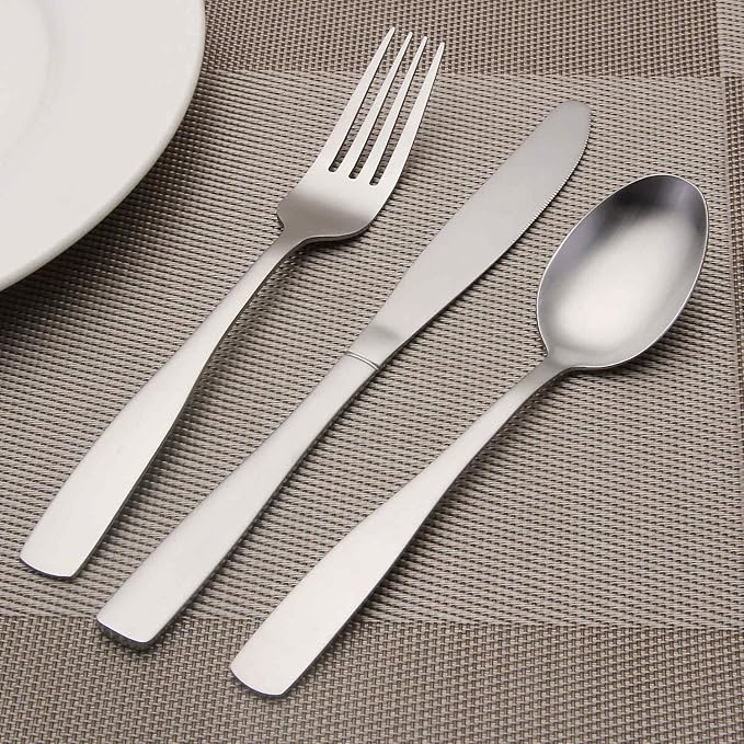Matte Silverware Set, Satin Finish 20-Piece Stainless Steel Flatware set, Tableware Cutlery Set Service for 4, Utensils for Kitchen, Dishwasher Safe