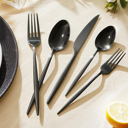 18/10 Silverware Set for 8, 40 Piece Black Stainless Steel Flatware Cutlery |
