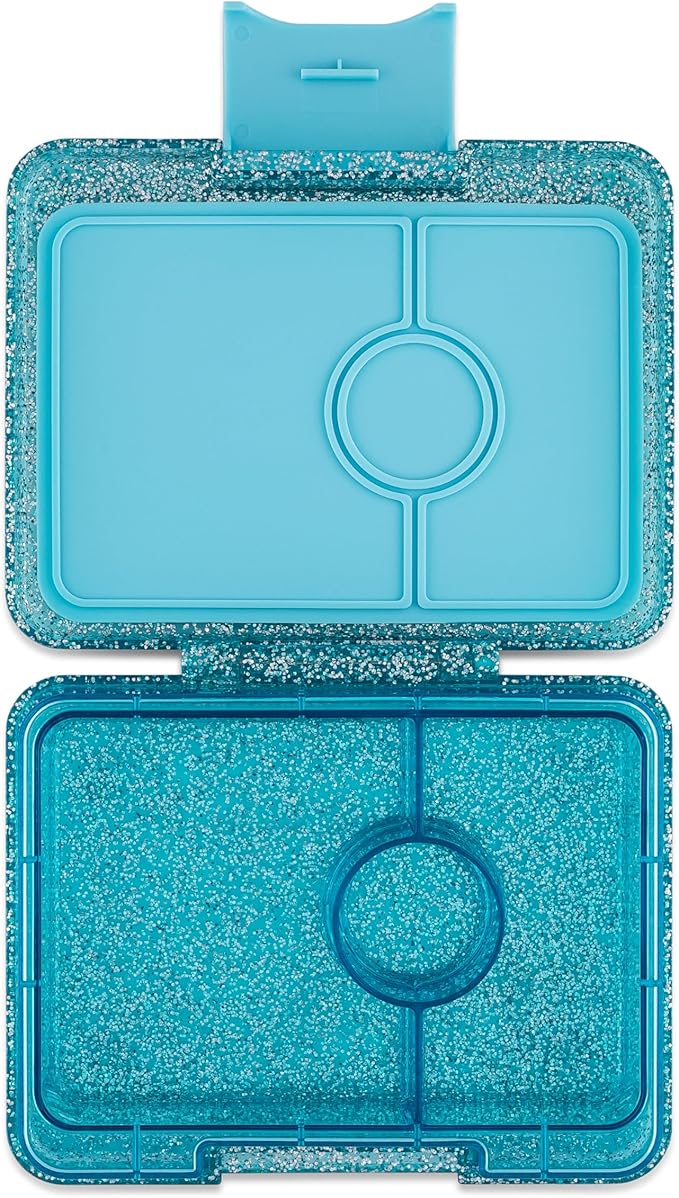Yumbox Snack Box – Leakproof, BPA-Free, 3-Compartment Snack Container for Kids & Adults – Portable, Lightweight & Easy to Clean – Ideal for Fruits, Veggies, Crackers & Dips (Glitter Blue)