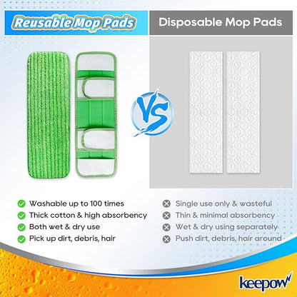 KEEPOW XL Wet Pads Refills for Swiffer XL, Wet Mopping Cloths for Swiffer XL Mop, Reusable Microfiber Mop Pads for Hardwood Floor, 4 Pack