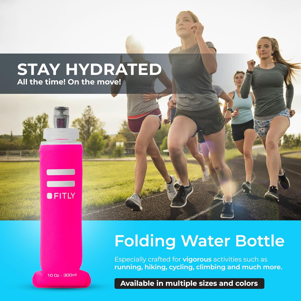 Soft Flask - Shrink As You Drink Soft Water Bottle for Hydration Pack - Folding Water Bottle Ideal for Running, Hiking, Cycling, Climbing & Rigorous Activity