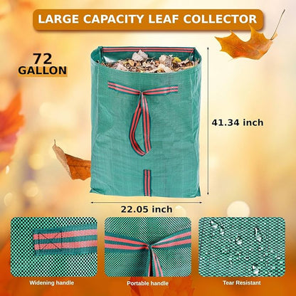 72 Gallon Leaf Collector,3-Pack Yard Waste Bags,Large Dustpan-Type Lawn and Leaf Bags, Leaf Bags for Yard Debris,Grass Clippings,Collapsible Trash Can for Parties,Laundry,Camping