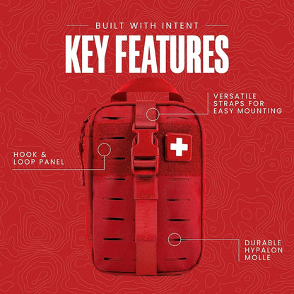 My Medic MyFak Mini First Aid Kit - Small and Lightweight for Camping Hiking and Backpacking - IFAK with 70 Items - HSA/FSA Great for Travel - Red