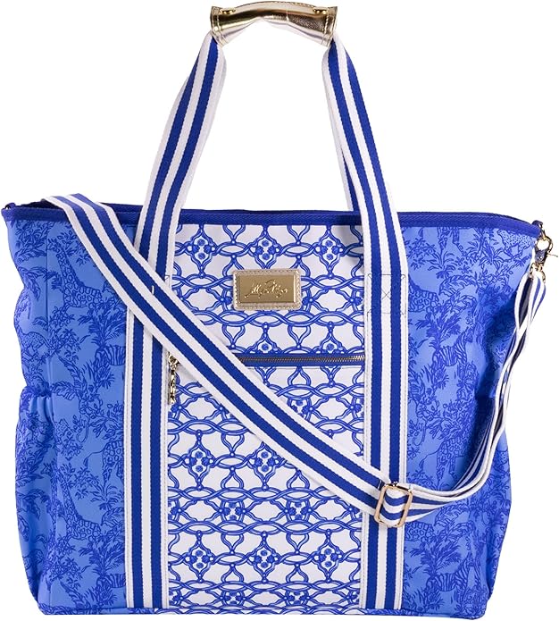 Lilly Pulitzer Picnic & Beach Cooler Bag, Insulated Soft Cooler with Adjustable Strap, Zippered Top & Pocket, Large for Groceries or Travel, Safari Party