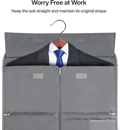 MILADA Convertible 2-in-1 Garment Duffel Weekender Bag Carry On Garment Bags for Travel Hanging Clothes Suit Bag Foldable Personal Item Business Overnight Bag with Shoe Compartment, Light Grey