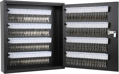 KYODOLED Key Cabinet Lock Box with Code, Wall Mount Key Storage Box with Combination Lock, Hooks & Labels, (Black, 200 Key)