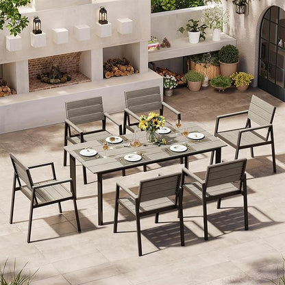 67"*32.3"*29.5" Patio Dining Table, Seamless Rectangle Aluminum + HDPS Outdoor