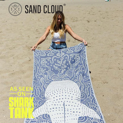 Sand Cloud Turkish Beach Towel - Sand Free - 100% Organic Turkish Cotton Yarn - Quick Dry Towel for Beach, Picnic, Blanket or Bath Towel - As Seen on Shark Tank - Marine Life (Whale Shark)
