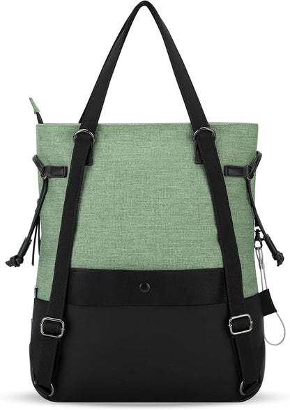 Sherpani Tempest, Anti Theft Convertible Backpack Tote, 14L Travel Backpack, Travel Gifts for Women, Handbags, RFID Protection, Metal Hardware, Fits 15” Laptop (No Sleeve) (Basil)