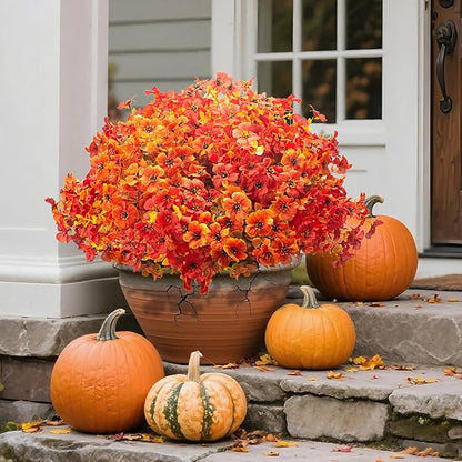 20 Bundles UV Resistant Artificial Fall Flowers Outdoor
