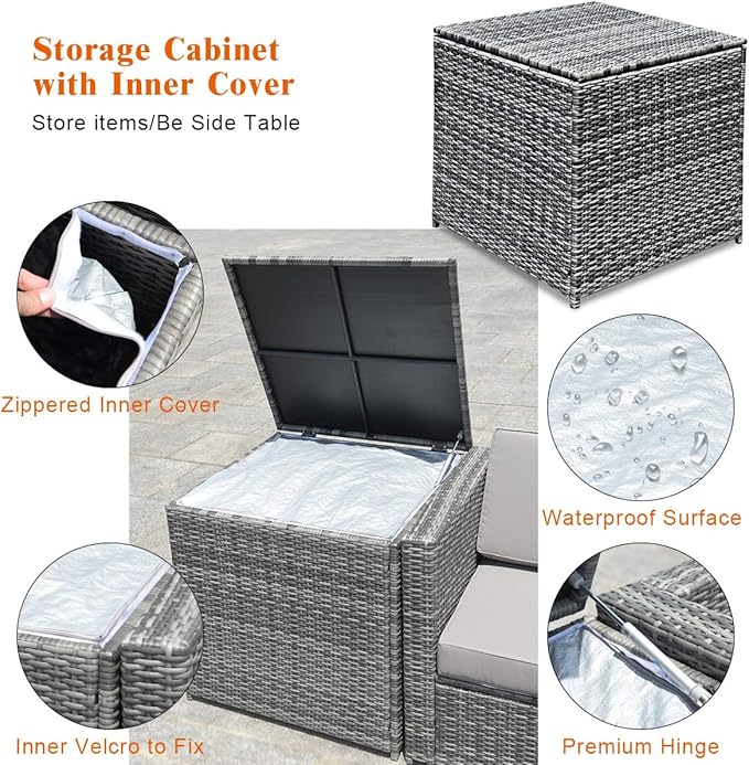 Tangkula 8 Pieces Wicker Patio Furniture Set