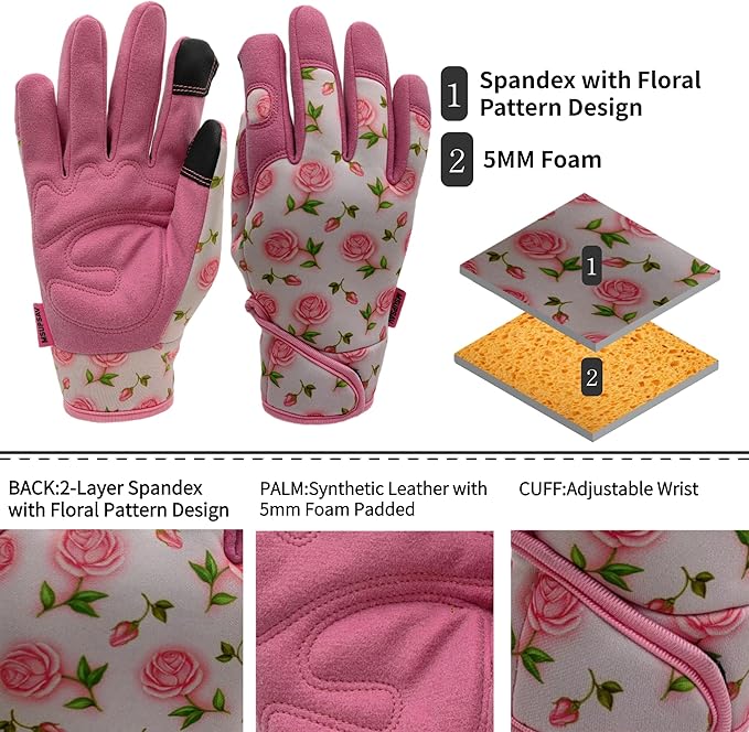 Thorn Proof&Puncture Resistant Gardening Gloves with Grip,Garden Gloves for Women, Leather Work Gloves,Gifts