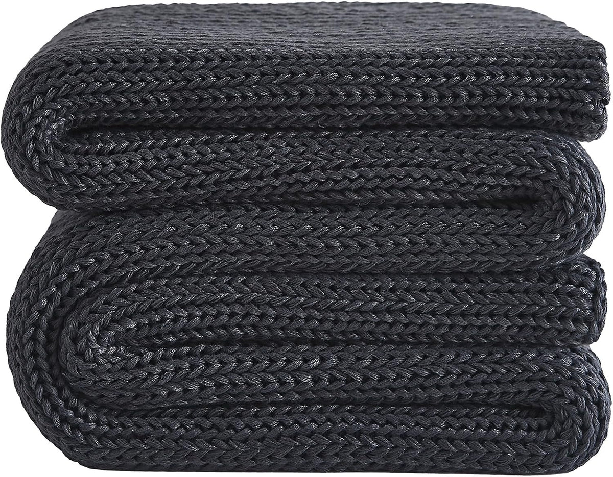 L'AGRATY Knitted Weighted Blanket - 60"x80" 15lbs Cooling Chunky Knit Heavy Blanket for Adults Braided Crochet Throw Thick Cable Yarn Knit Decorative No Beads Evenly Weighted Machine Washable