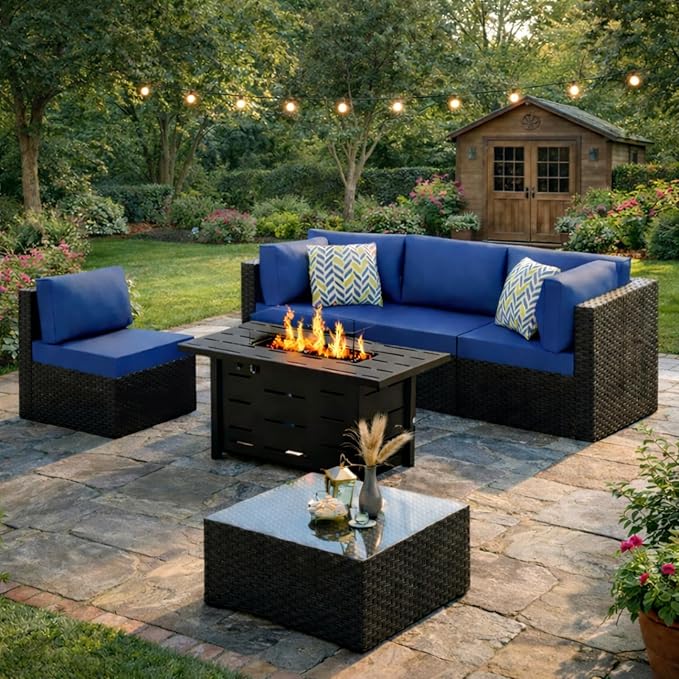 JAMFLY Patio Furniture Sets, 6-Piece Outdoor Patio Furniture