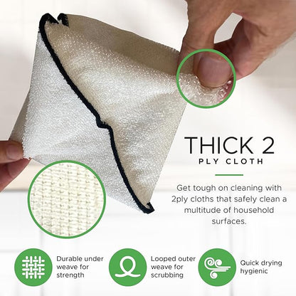 Whiffkitch Dishcloths Dishrags for Kitchen and Household Cleaning 6x7 6-Pack Non-Scratch 2-Ply Weave, Bamboo-Rayon Fabric, Absorbent, Washable, Long-Lasting