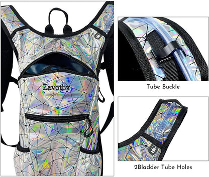 Reflective Hydration Backpack, Hydration Pack - Water Backpack with 2L/3L Hydration Bladder, Essential for Festivals - Rave Hydration Pack for Hiking, Running, Cycling, and Festivals
