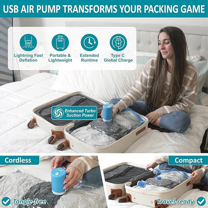 Cozy Essential 26 Pack Vacuum Storage Bags with Portable Electric Pump, Vacuum Seal Space Saver Bags for Clothing, Pillows, Blanket, Bedding, Comforters