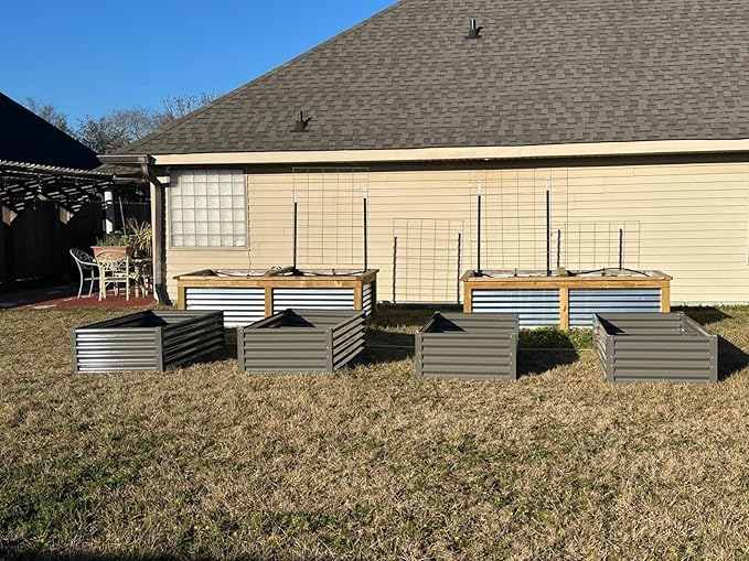 A ANLEOLIFE 6-Pack 4X4X1.5ft & 6X3X1.5ft Deep Root Galvanized Raised Garden