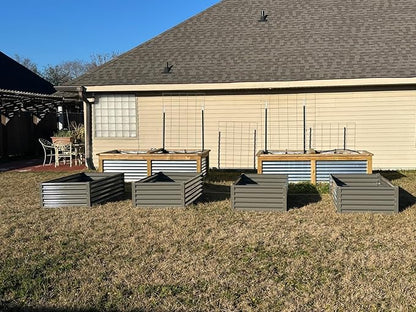 A ANLEOLIFE 6-Pack 4X4X1.5ft & 6X3X1.5ft Deep Root Galvanized Raised Garden