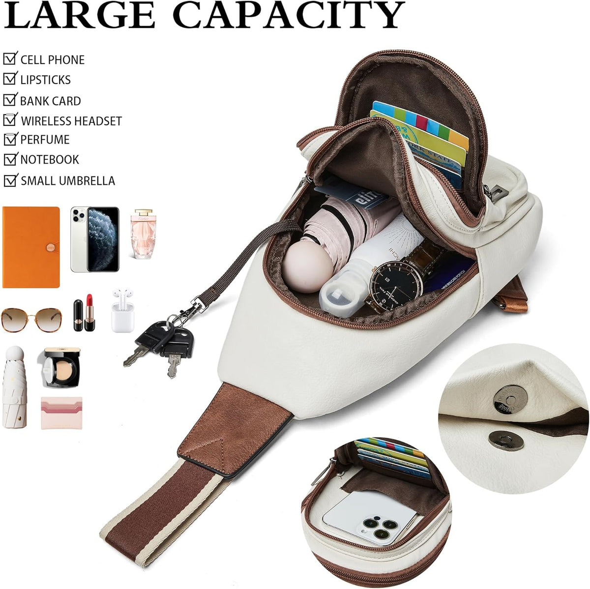 Sling Bag Crossbody Bags for Women Small Cross Body Bag Fanny Packs Chest Sling Purse for Daily Travel Leisure Sport