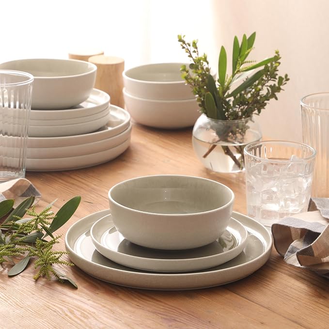 Gibson Elite Tahoe Sunset 12-Piece Reactive Stoneware Dinnerware Set – Matte