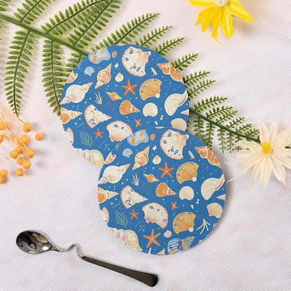 Seashells Different Shapes and Starfish Aesthetic Coaster 4 Pcs Corkboard
