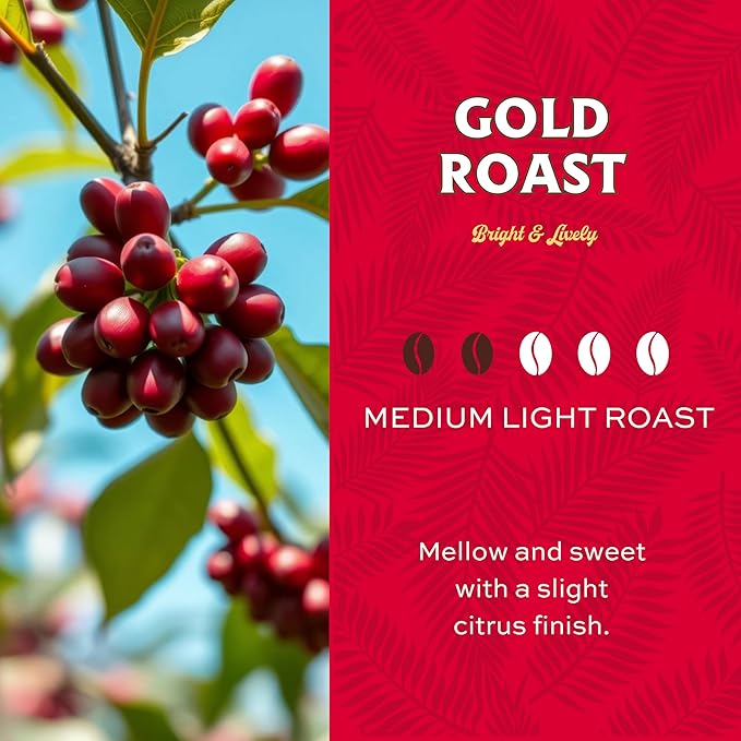Lion Coffee Gold Roast Coffee Pods - Single-Serve Pods - Smooth Medium Roast - Arabica Coffee - Compatible with Single-Serve Brewing Systems - 12 Count Box