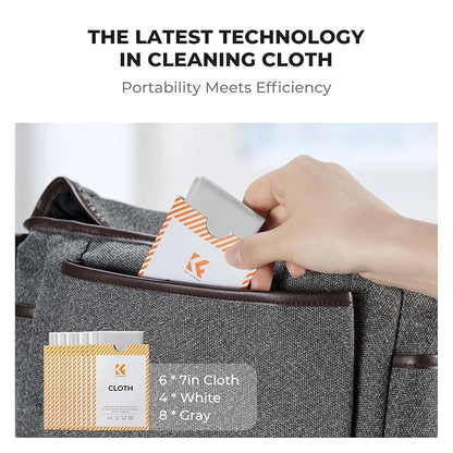 K&F CONCEPT 12 Pack Lens Cleaning Cloth | Microfiber Cleaning Cloth | Glasses Cleaning Cloths | Eyeglass Lens Cleaner | Eyeglasses, Camera Lens, VR/AR Headset, and Screen Cleaning | White & Grey