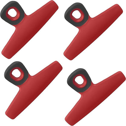 COOK WITH COLOR Wide Heavy Duty Chip Clips, Large Bag Clips for Food Storage, Pack of 4, Red