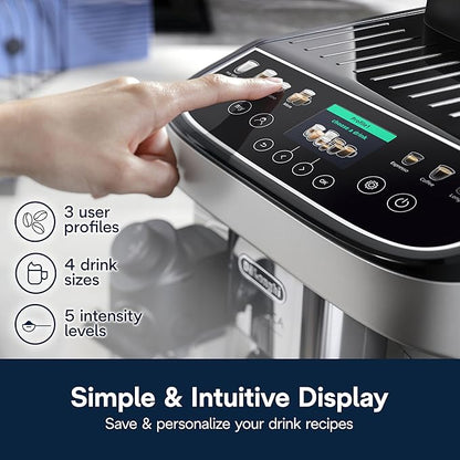 De'Longhi Magnifica Evo Next Fully Automatic Espresso Machine - Programmable Coffee Maker with Grinder and Milk Frother - Hot & Cold Brewer for Espresso, Latte, Cappuccino, Americano, Tea and More