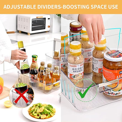 Refrigerator Organizers and Storage Roll Out Storage Bins Fridge Organizer with Wheels BPA-Free Clear Plastic Storage Bins Pantry Organizers and Storage 2 Pack