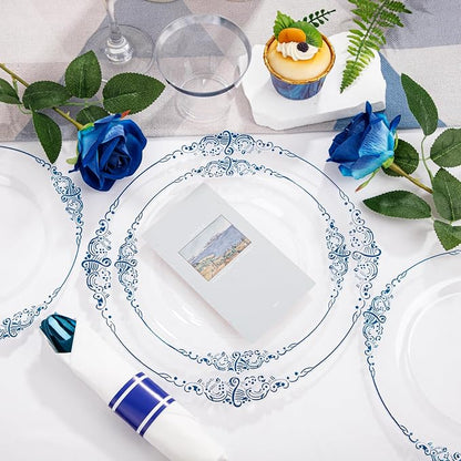 175 Pcs Clear Blue Plates for Graduation | Blue Party Plates Set for 25 Guests