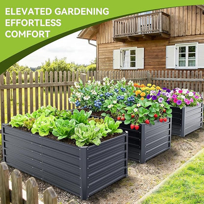 Ohuhu 6x3x1.9FT Metal Raised Garden Bed Outdoor, Reinforced Galvanized Steel