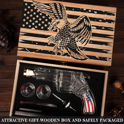 Gifts for Men Dad, Unique Christmas Anniversary Birthday Gift for Him Husband, 9 Oz Whiskey Decanter Set with 2 Oz Shot Glasses, Cool Persinalized Presents liquor dispenser for Home Bar