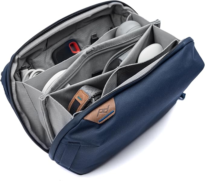 Peak Design Tech Pouch, Midnight, Electronics Organizer for Travel or Everyday Carry, Origami-Style Storage, Cable Pass-Through, Weatherproof Recycled Nylon, Gear Carry Bag for Men and Women