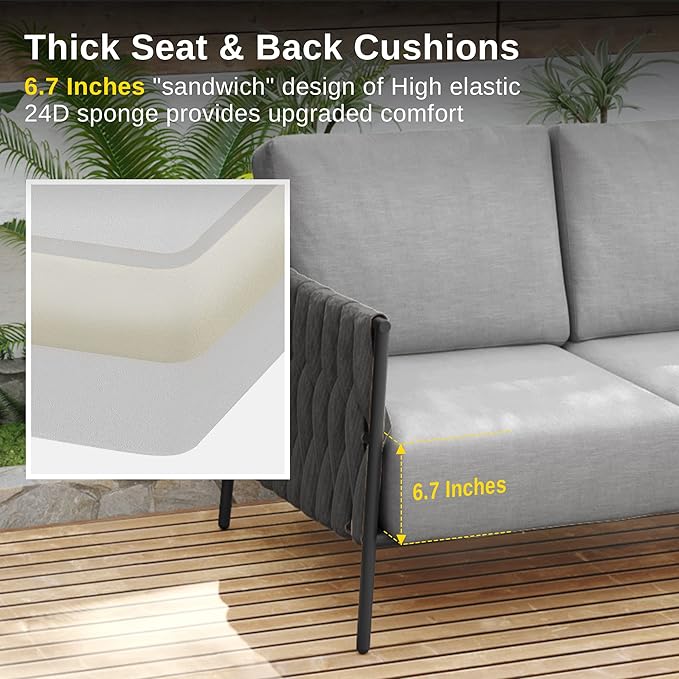 EAST OAK Life Chatter Patio Furniture Set, Outdoor Furniture Sectional Sofa Set