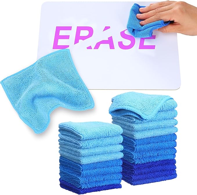 Tanlade Microfiber Cleaning Cloth 6"x6" Cleaning Rags Reasonable Kitchen Towels Microfiber Towels Cars Wash Dry Erase Cloth (Blue/Light Blue/Dark Blue,30 Pcs)