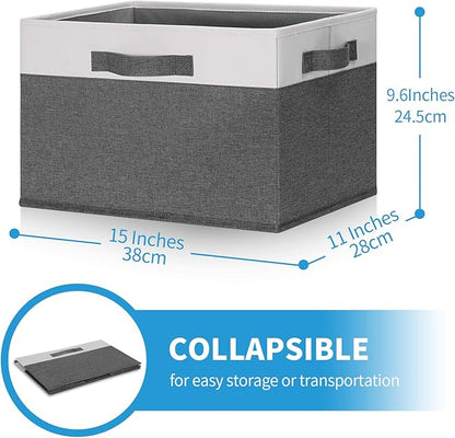 GhvyenntteS 6 Pack Fabric Storage Bins, 15x11x9.6 inch Closet Storage Bins for Shelves with 3 Handles, Foldable Storage Baskets for Shelves, Sturdy Closet Organizers and Storage