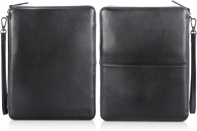 Polare Full Grain Leather Travel Cable Organizer Case Electronics Accessories Carry Bag with YKK Zippers Tech Storage Bag for Cables, Power Bank, USB, SD Card, Travel Essentials