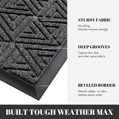 Yimobra Large Door Mat 47x24, All-Weather Waterproof Non-Slip Welcome Matt Outdoor, Heavy Duty Non Slip Doormat for Entryway for Patio and Garage Indoor, Easy Clean, Mix Grey