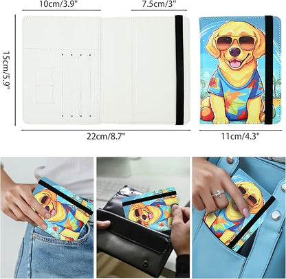 Dog Passport Holder for Women and Men PU Leather Passport Cover for Travel
