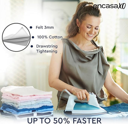Encasa Ironing Board Covers (44 x 13.5 inch) Drawstring Tightening with Thick 3 mm Felt Padding, Easy Fit, Scorch Resistant, Printed - Grey Tiles as Unit in hand is for 44*13.5