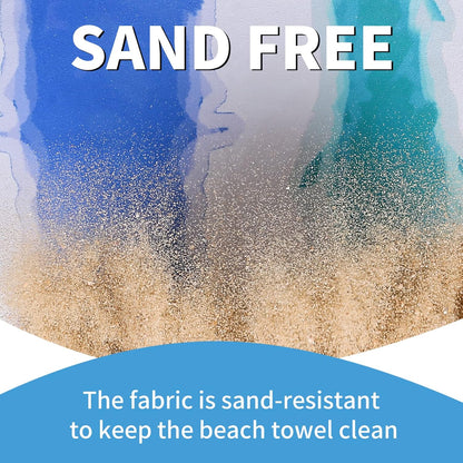 2 Pack Lightweight Thin Beach Towel Oversized 71"x32" Big Extra Large Microfiber Sand Free Towels for Adult Quick Dry Travel Camping Beach Accessories Vacation Essential Gift Black Mandala Blue Shell