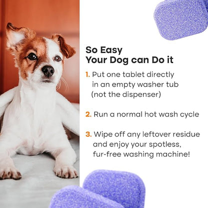 Washing Machine Cleaner Tablets Ultra – 40% Stronger Formula: Designed for Pet Owners, Removes Residue, Grime & Odors, Compatible with HE, Top & Front Load, 24 Pack – 12 Month Supply