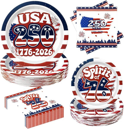 180Pcs 4th of July paper Plates and Napkins Party Supplies, Serve 60 |