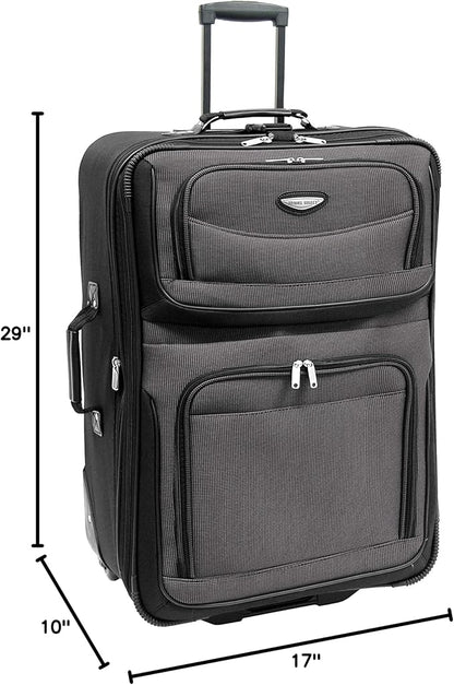 Travel Select Amsterdam 29-Inch Softside Expandable Rolling Upright Luggage, Lightweight 2-Wheel Check-In Suitcase with Push-Button Handle, Gray