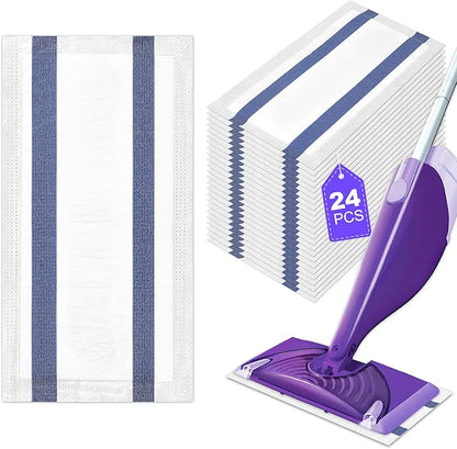 Mopping Pad Refill Compatible with Swiffer Wet Jet Mop Disposable Wet Jet Mopping Pads for All Purpose Multi-Surface Hardwood Floor Cleaning Thickness & Absorbent, 24 Count