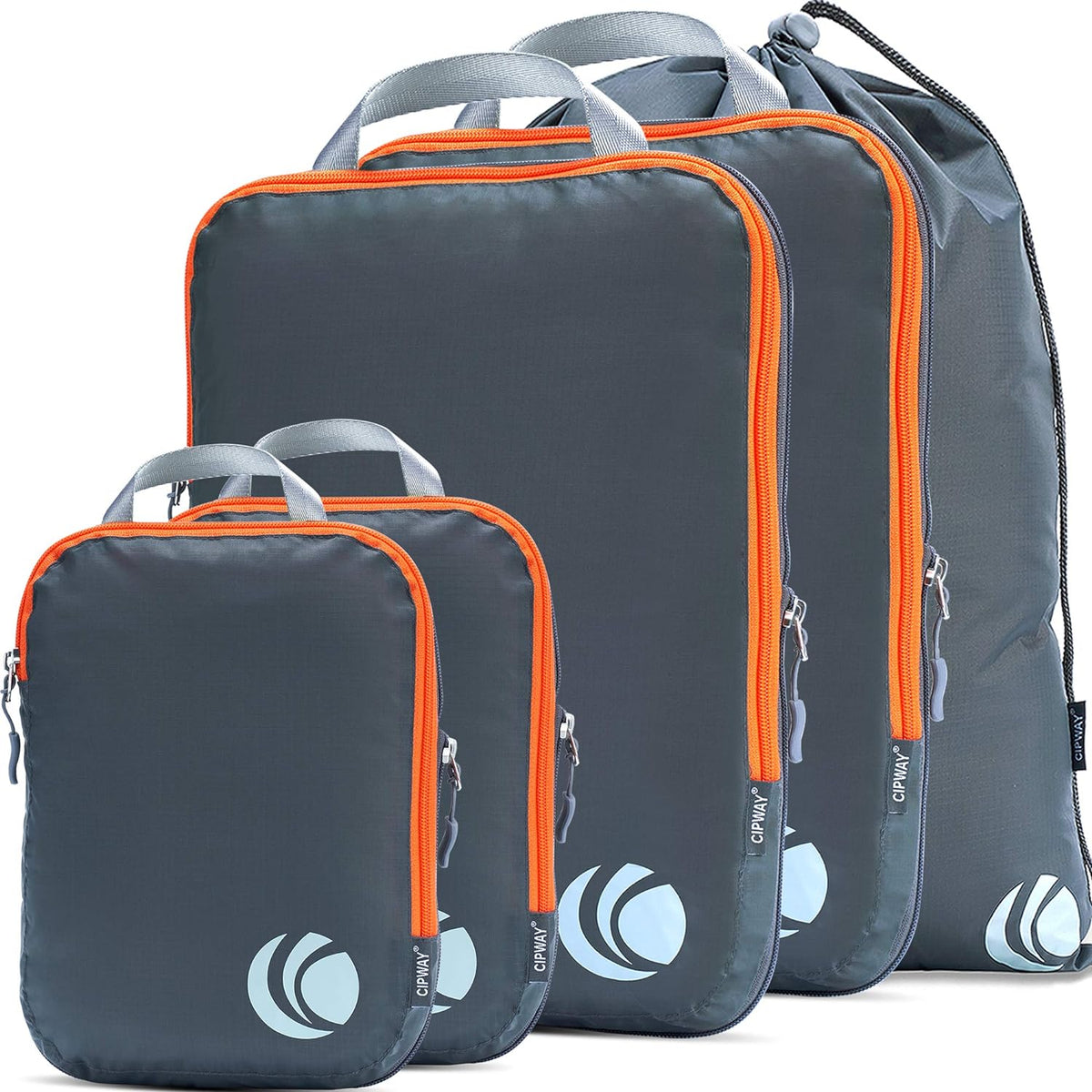 Cipway - 5 Set Compression Packing Cubes for Travel, Ultralight Packing Organizers for Luggage Suitcase & Backpack (Grey), L